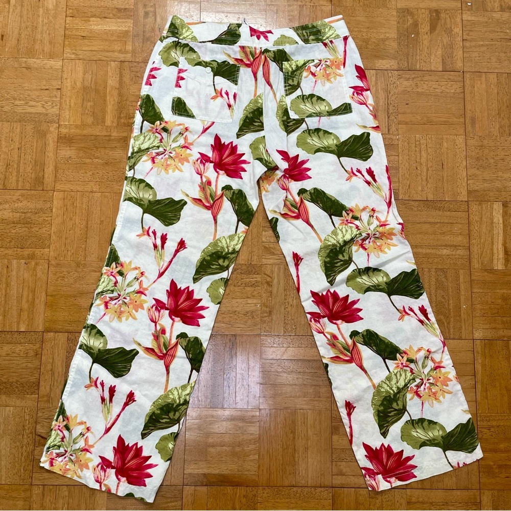 Tommy Bahama Floral Wide Leg Pants - Pink and Green - Picture 3 of 4